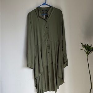 Boohoo Khaki Long Sleeve blouse/ dress for women size 16